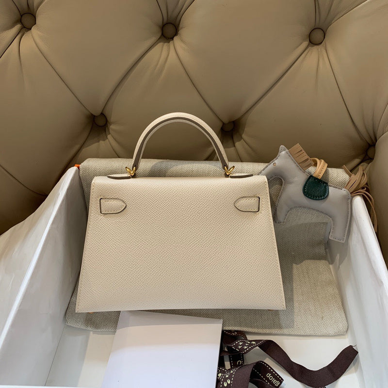 Side view of elegant structured handbag