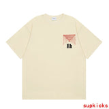 Close-up detail shot of Rhude luxury clothing with monogram-inspired silhouette