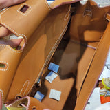 Side view of balanced structured handbag