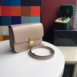 Side profile of modern structured women's handbag – women's luxury handbag