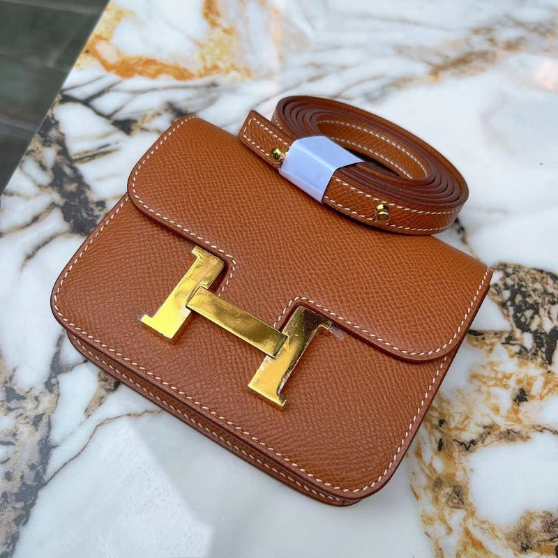 Side view of structured structured handbag