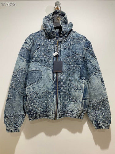 Front view of Louis Vuitton luxury clothing with signature branding