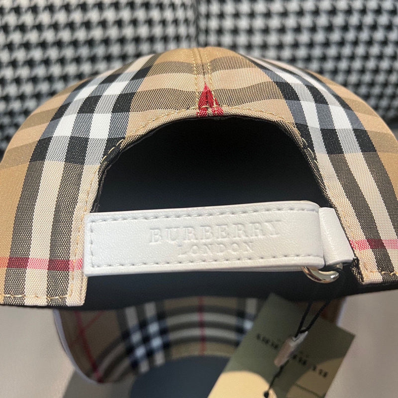 Close-up detail view of Burberry unisex cap