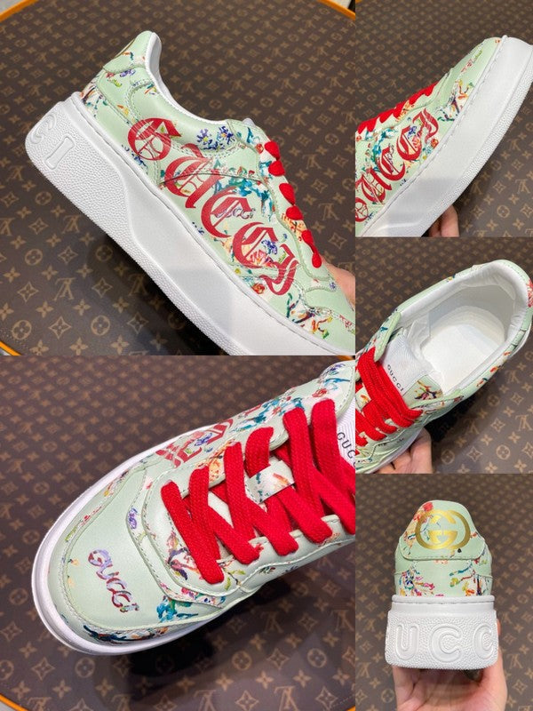 Side profile of Gucci crisp white sneakers everyday casual design