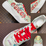 Side profile of Gucci crisp white sneakers everyday casual design