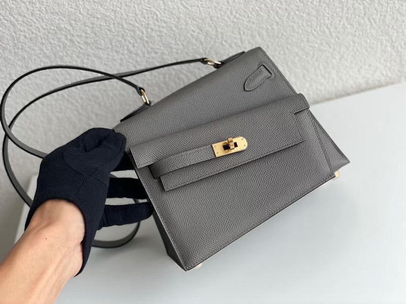 Side view of clean-lined structured handbag