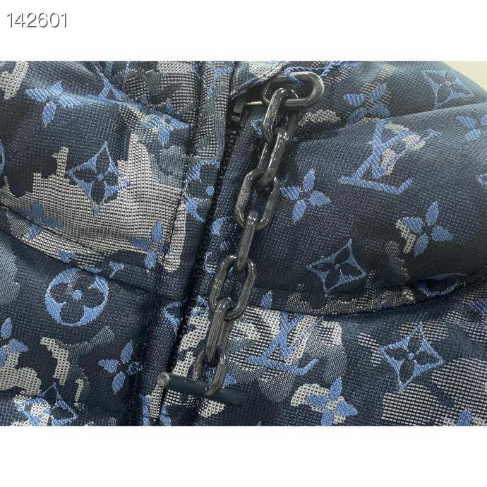Close-up detail shot of Louis Vuitton luxury clothing with streetwear-inspired cut