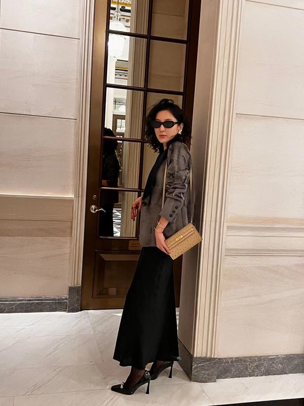 Sleek bag shown from front angle