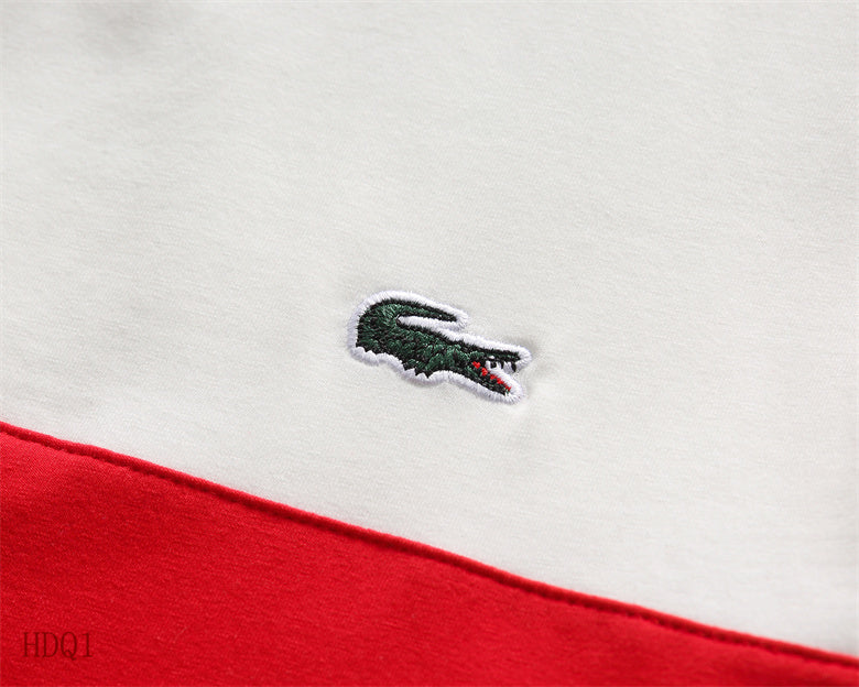 Close-up detail shot of Lacoste luxury clothing with tailored silhouette