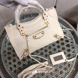 Front view of modern statement women's handbag – women's luxury accessory