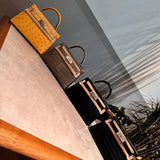 Close-up detail of clean-lined bag design