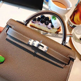 Understated bag shown from front angle