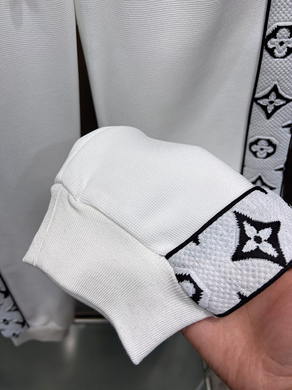 Front view of Louis Vuitton luxury clothing with runway-inspired design
