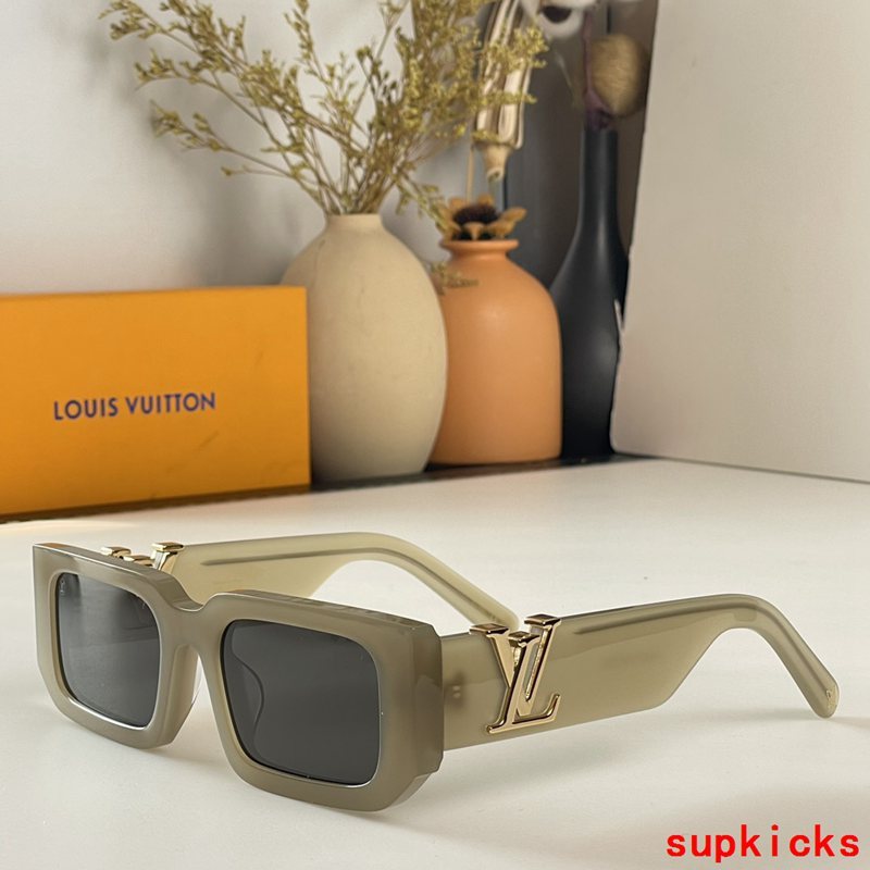 Close-up detail view of Louis Vuitton unisex sunglasses