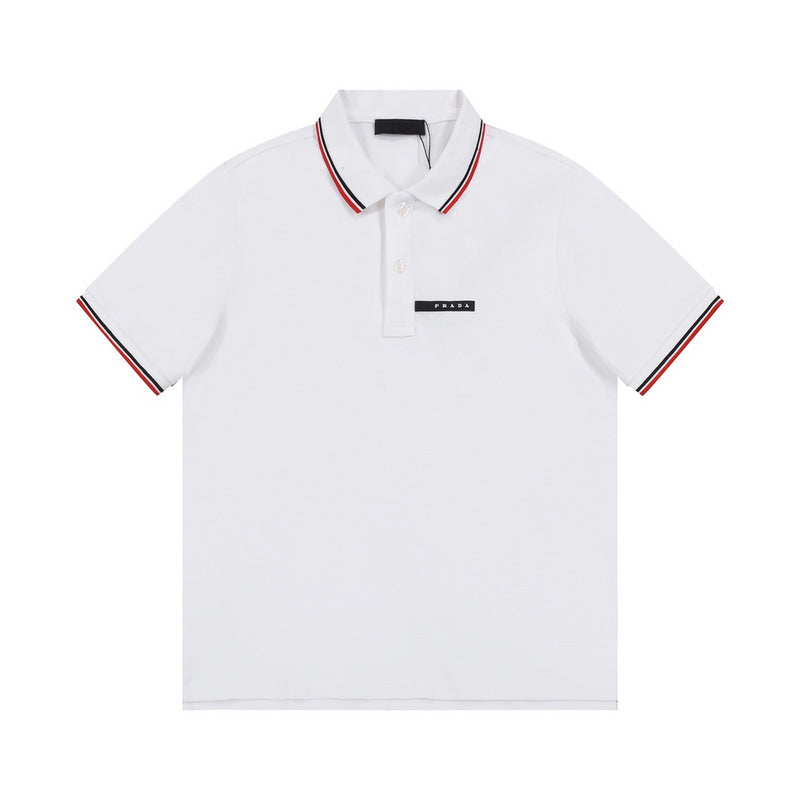 Front view of Polo cotton polo shirt with signature branding