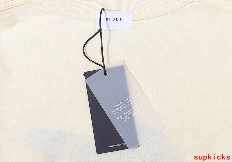 Side profile of Rhude luxury clothing with everyday silhouette