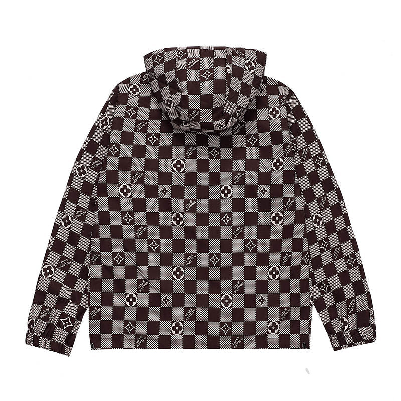 Side profile of Louis Vuitton luxury clothing with logo-detail design