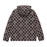 Side profile of Louis Vuitton luxury clothing with logo-detail design