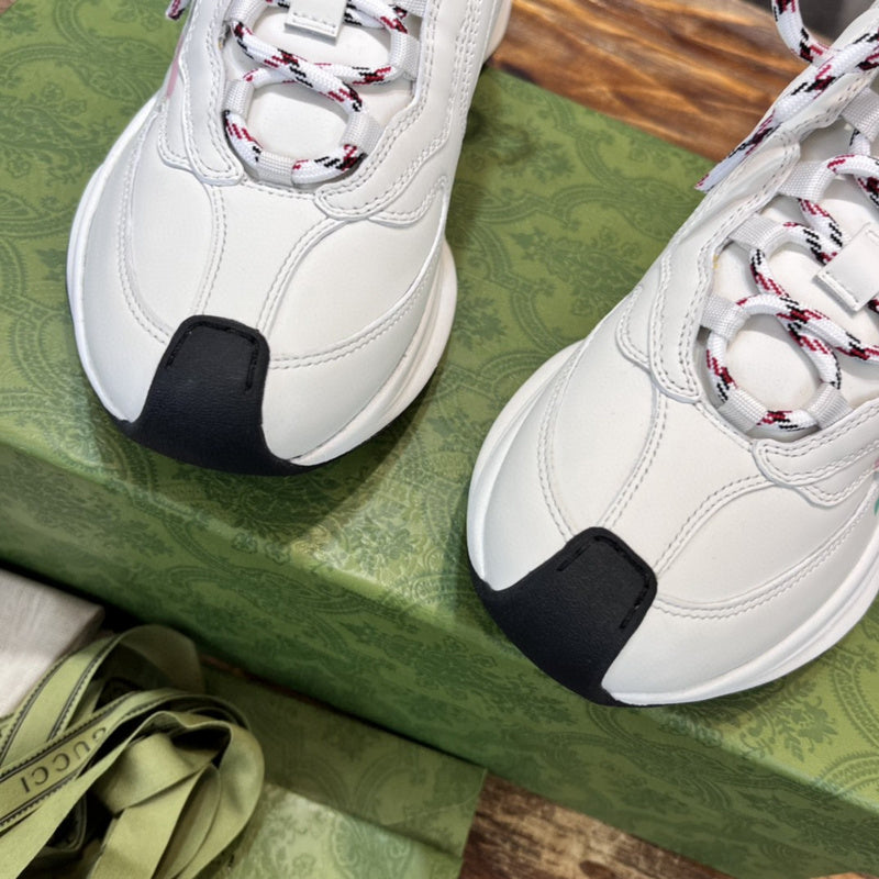 Gucci crisp white luxury sneakers view 5 heritage-inspired look