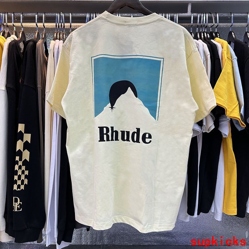 Front view of Rhude luxury clothing with relaxed-fit cut