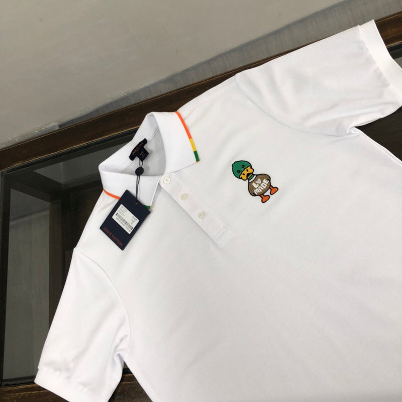 Close-up detail shot of Louis Vuitton cotton t-shirt with contemporary cut