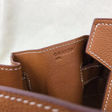 Side view of considered structured handbag