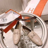 Hermès Grey Bow-Detail Flats - Back View