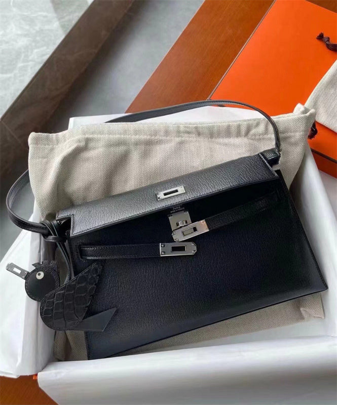 Side view of modernist structured handbag