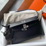 Side view of modernist structured handbag