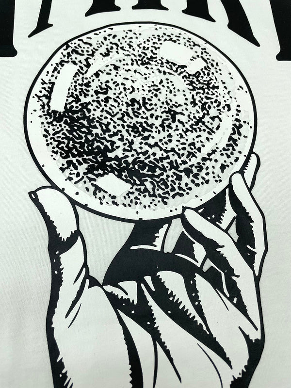 Close-up of Amiri t-shirt craftsmanship