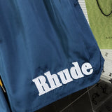 Full styled look of Rhude luxury clothing with label-forward styling