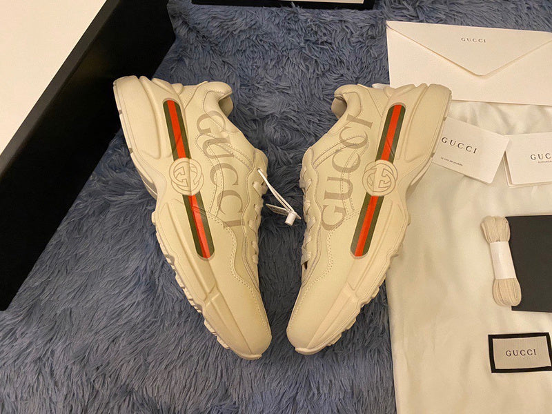 Gucci soft grey luxury sneakers view 8 bold athletic profile