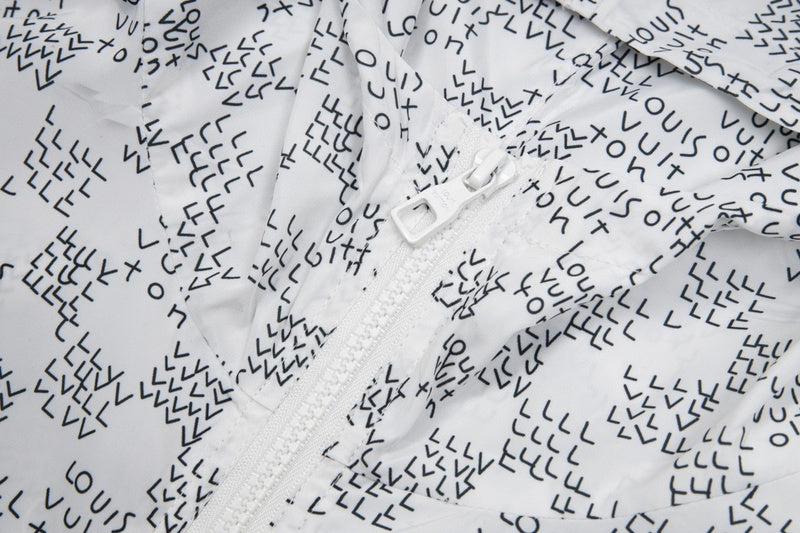 Front view of Louis Vuitton luxury clothing with monogram-inspired silhouette