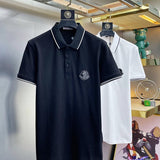 Front view of Moncler luxury clothing with logo-detail design