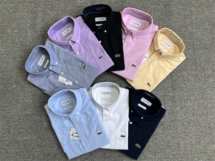 Side profile of Lacoste luxury clothing with logo-detail design