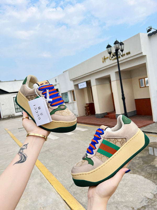 Gucci crisp white luxury sneakers view 6 heritage-inspired look