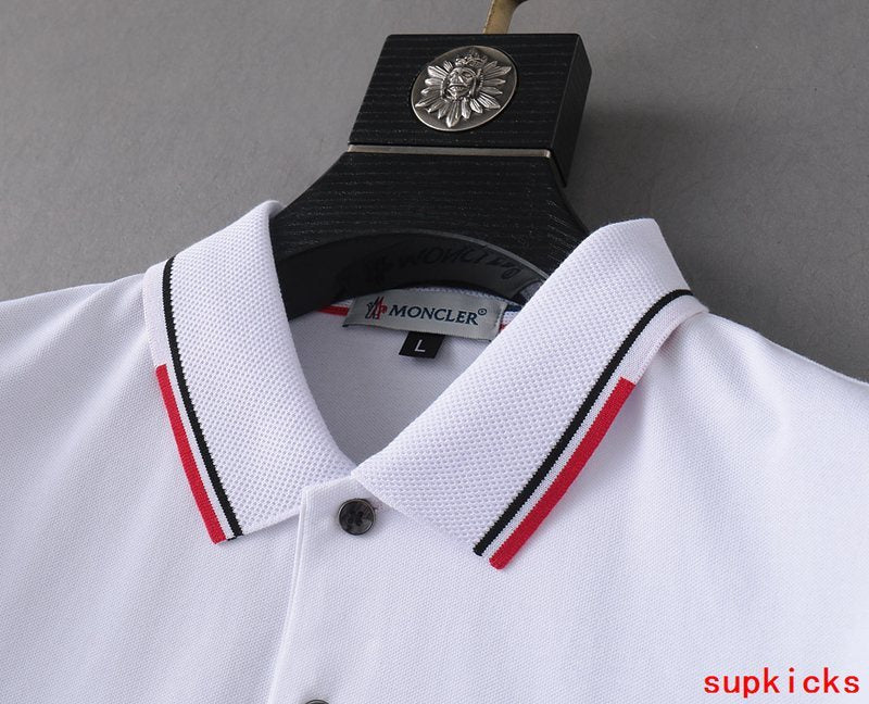 Front view of Moncler luxury clothing with monogram-inspired silhouette