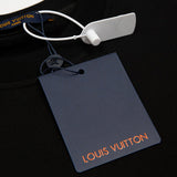 Side profile of Louis Vuitton luxury clothing with signature branding
