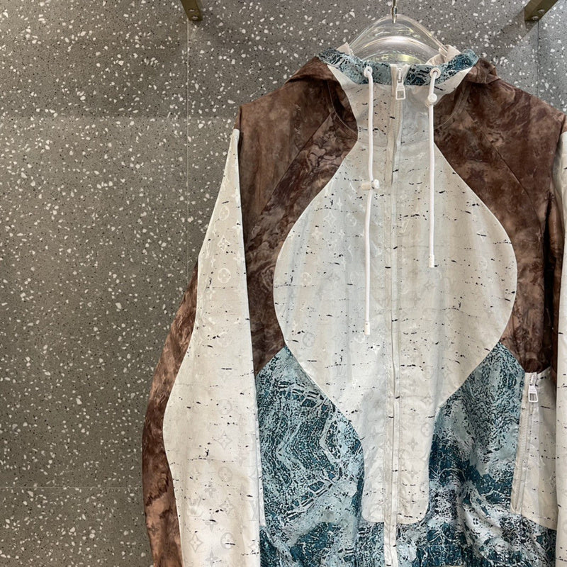 Front view of Louis Vuitton luxury clothing with monogram-inspired silhouette
