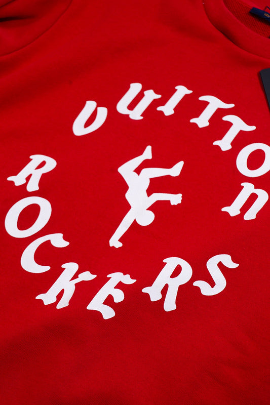 Flat lay presentation of Louis Vuitton luxury clothing with logo-detail design