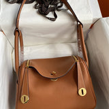 Side view of polished structured handbag