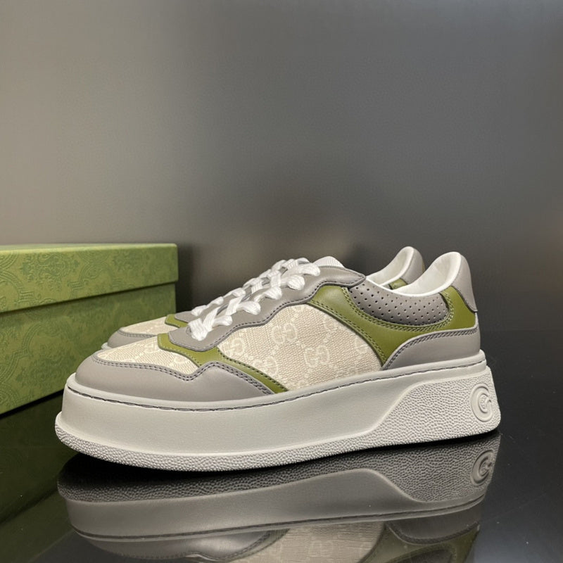 Gucci crisp white luxury sneakers view 8 retro runner design