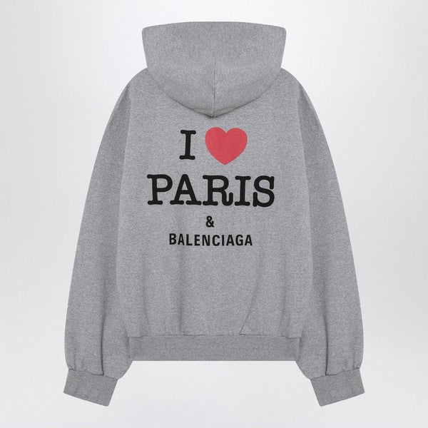 Balenciaga Hoodies? BALENCIAGA Oversized Zip-Up Hoodie - I Love Paris Comfortable Luxury Streetwear Hoodie
