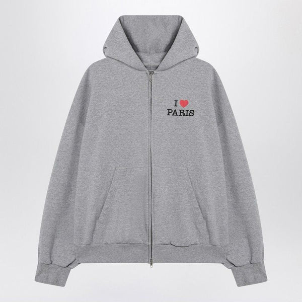 Balenciaga Hoodies? BALENCIAGA Oversized Zip-Up Hoodie - I Love Paris Comfortable Luxury Streetwear Hoodie