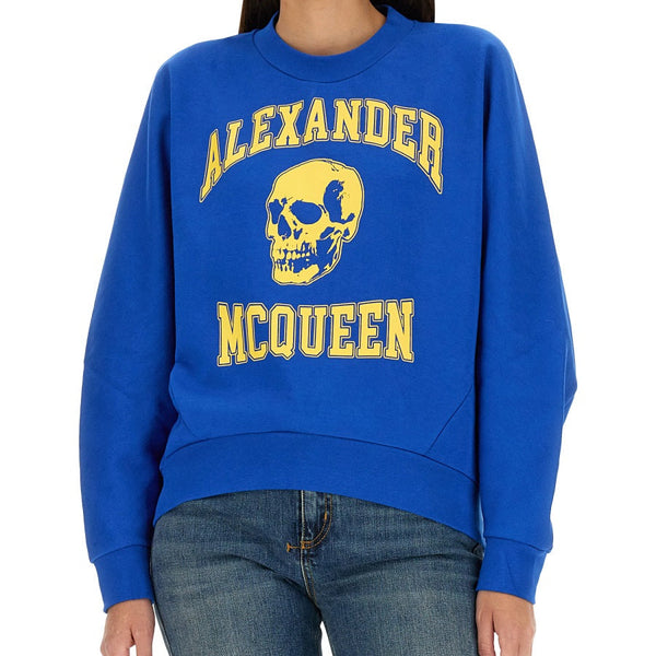 Alexander McQueen Hoodies? Alexander Mcqueen Women Varsiity Skull Sweatshirt Premium Designer Casual Hoodie