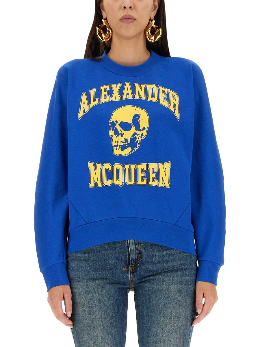 Alexander McQueen Hoodies? Alexander Mcqueen Women Varsiity Skull Sweatshirt Premium Designer Casual Hoodie