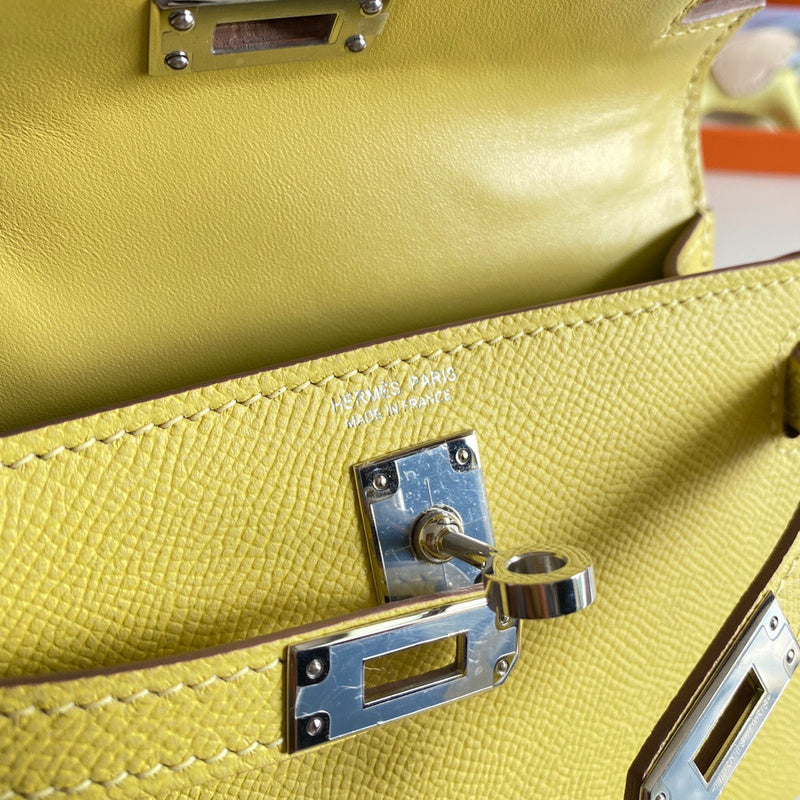 Side view of considered structured handbag