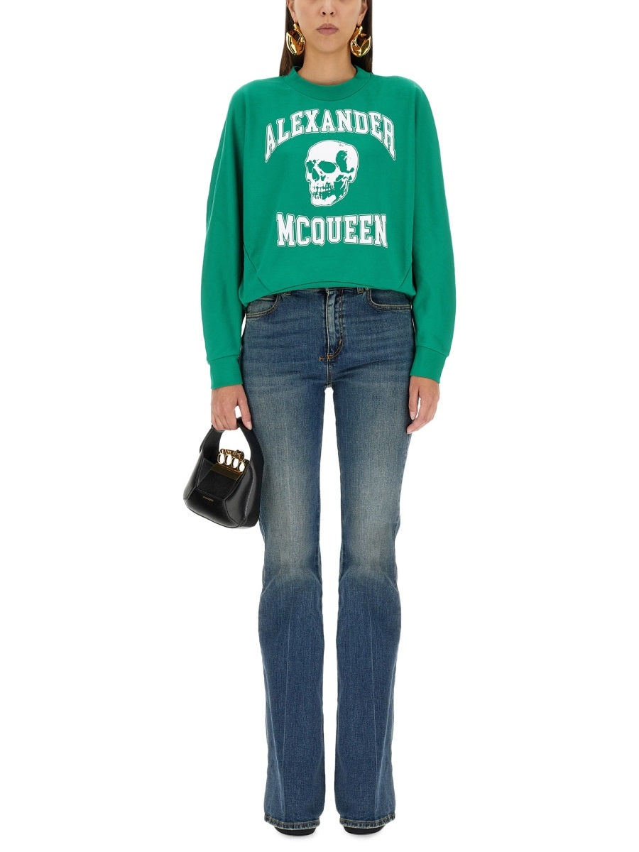 Alexander McQueen Hoodies? Alexander Mcqueen Women Varsiity Skull Sweatshirt Comfortable Luxury Streetwear Hoodie