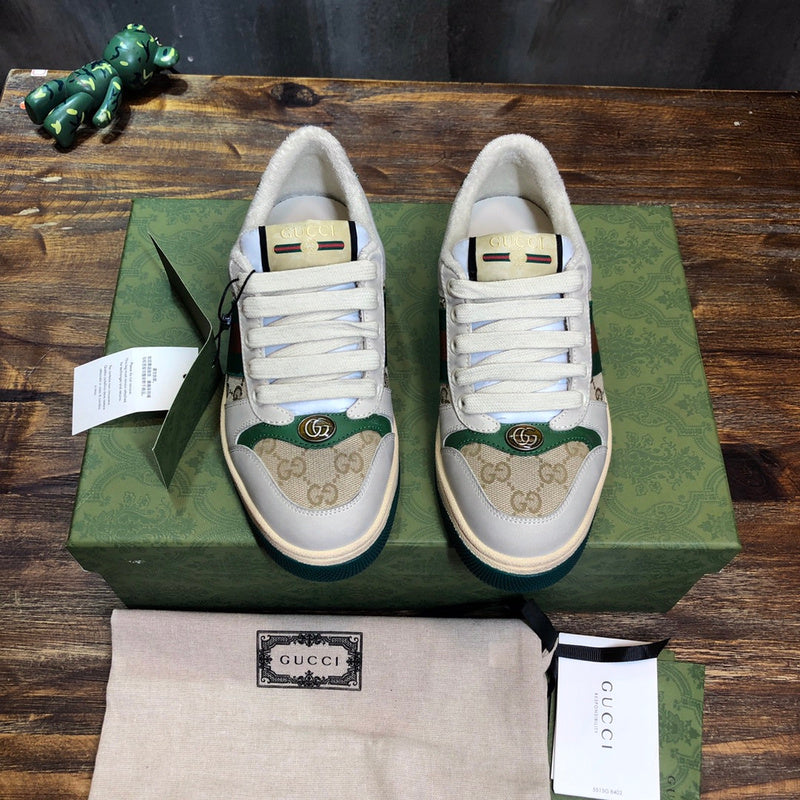 Gucci stone beige luxury sneakers view 9 bold athletic profile