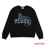 Full styled look of Rhude luxury clothing with everyday silhouette
